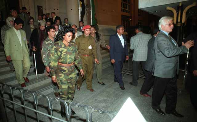 Departure of Muammar Gaddafi from the Egyptian Museum, Cairo. March 1999. Ph. Norbert Schiller