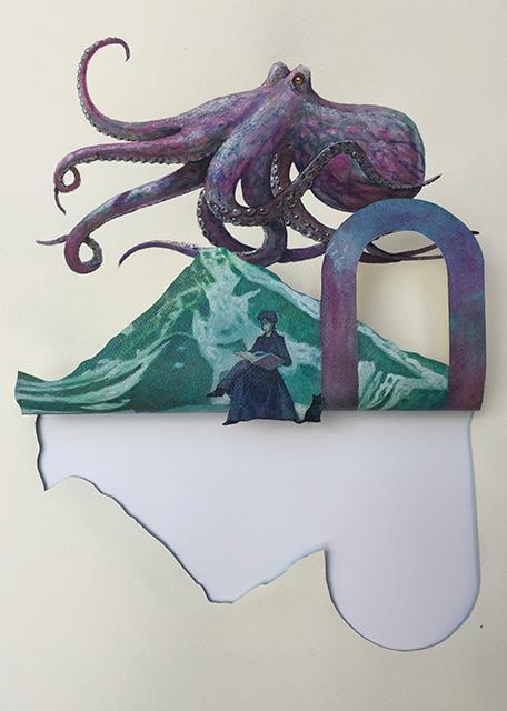 Vanni Cuoghi, Fondali oceanici 5 (Piovra- Mont Gelé), 2021, cm 62x46, acrilico e china su carta