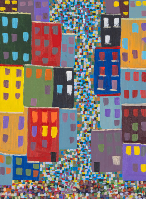  Nadir Zarour, Vibrant Neighbourhood, 2020, Acrylic On Canvas, 80x60 Cm