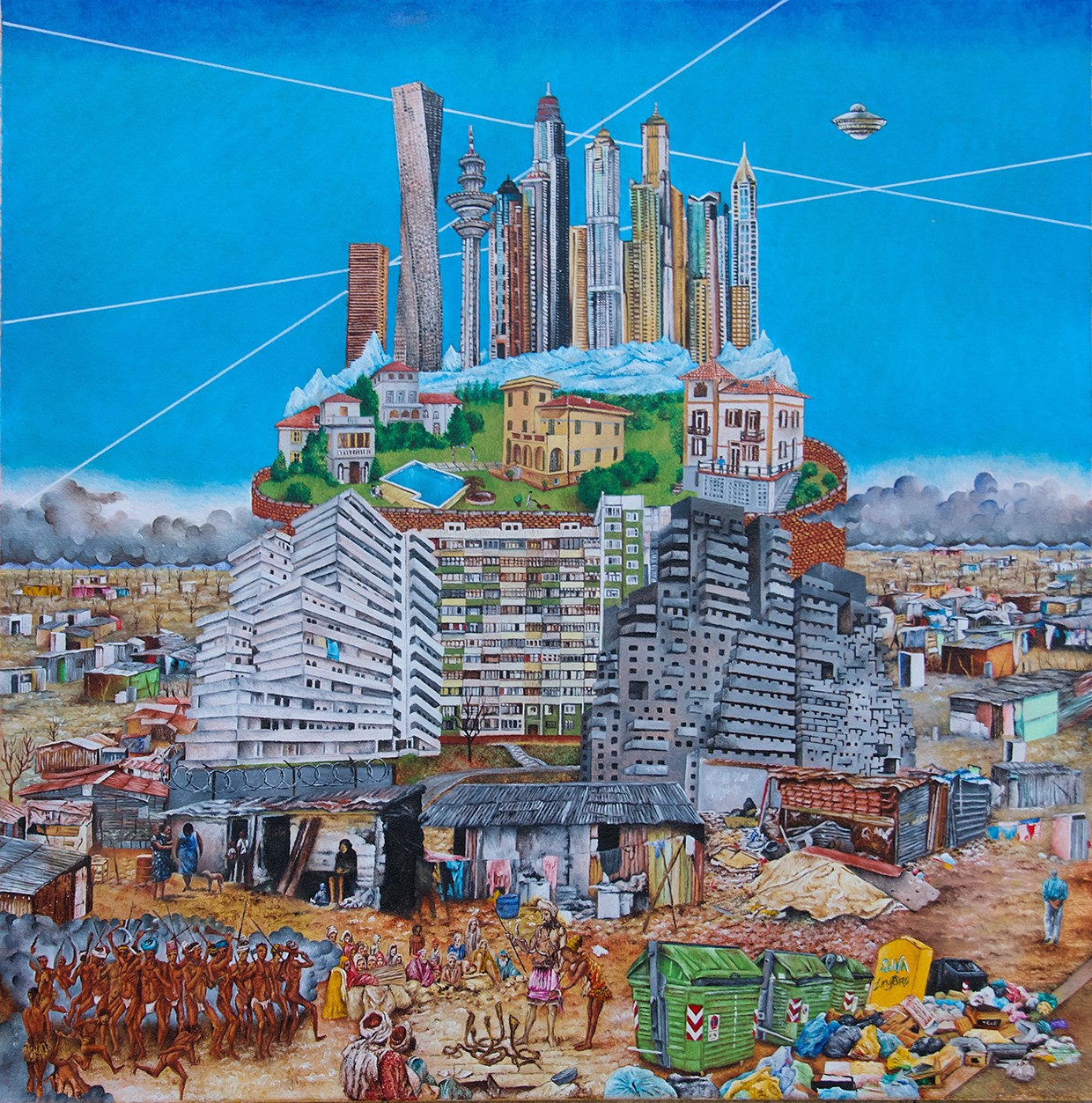 Giacomo borzoni torre di babele olio su tela 100x100 2025 1240